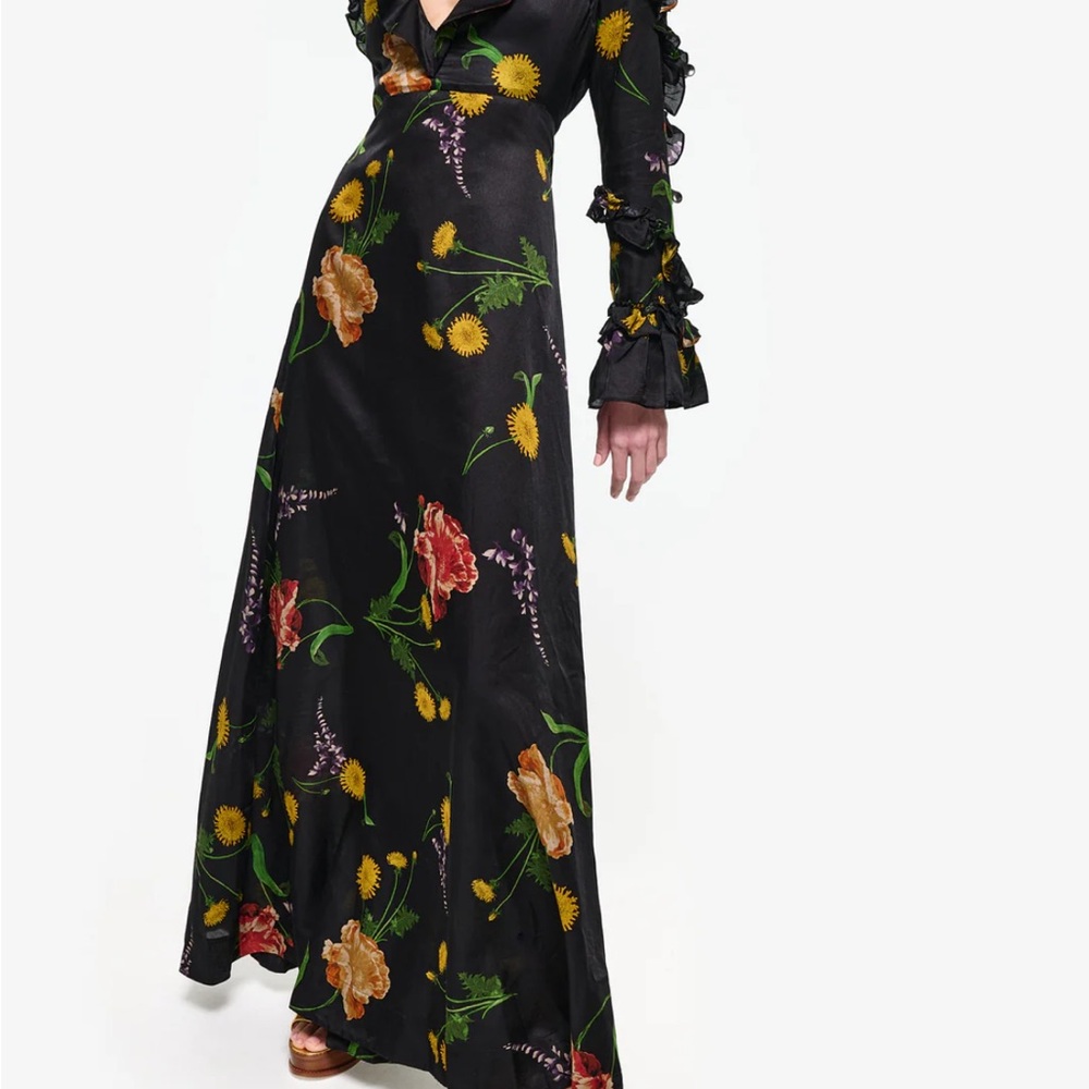 Ruffled Bell Sleeve Gown